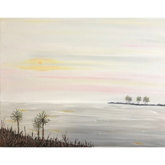 At Peace - Original Acrylic Painting, Beach/Tropical Scenery, 11 x 14, Seascape